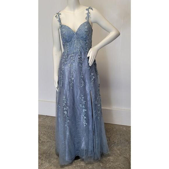 NWT Sky Blue Formal Gown Prom Dress Wedding Party Bridesmaid MOTB - Picture 2 of 15
